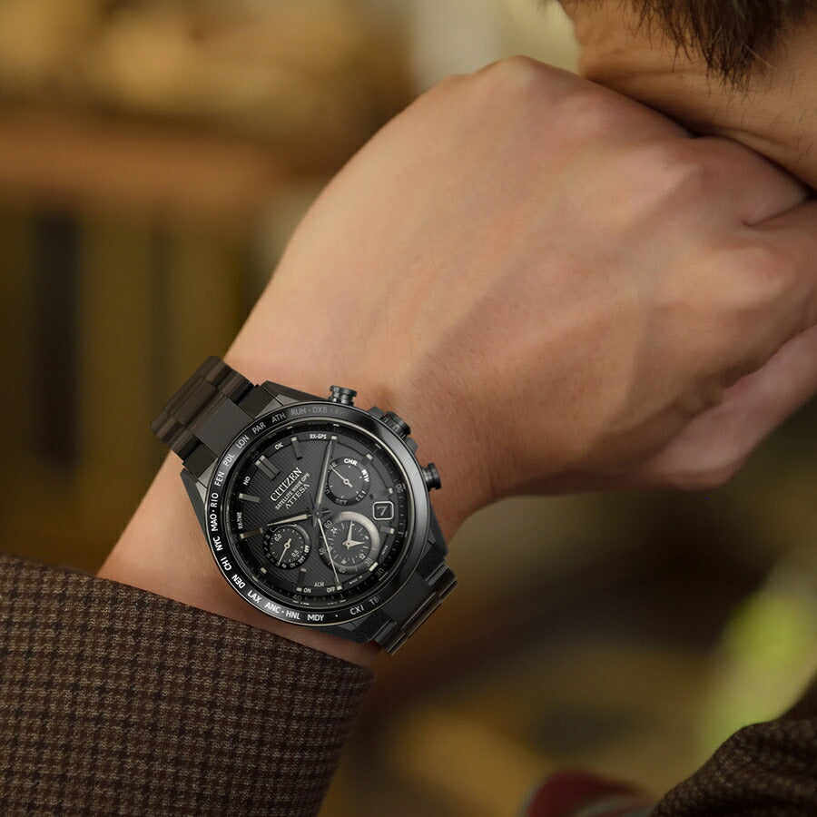 シチズン アテッサ ACT Line アクトライン ブラックチタンシリーズ CC4055-65E メンズ 腕時計 ソーラー GPS衛星電波受信 クロノグラフ サファイアベゼル