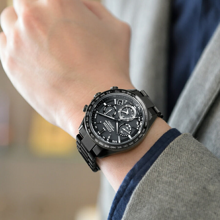 シチズン アテッサ ACT Line アクトライン ブラックチタンシリーズ CC4055-65E メンズ 腕時計 ソーラー GPS衛星電波受信 クロノグラフ サファイアベゼル