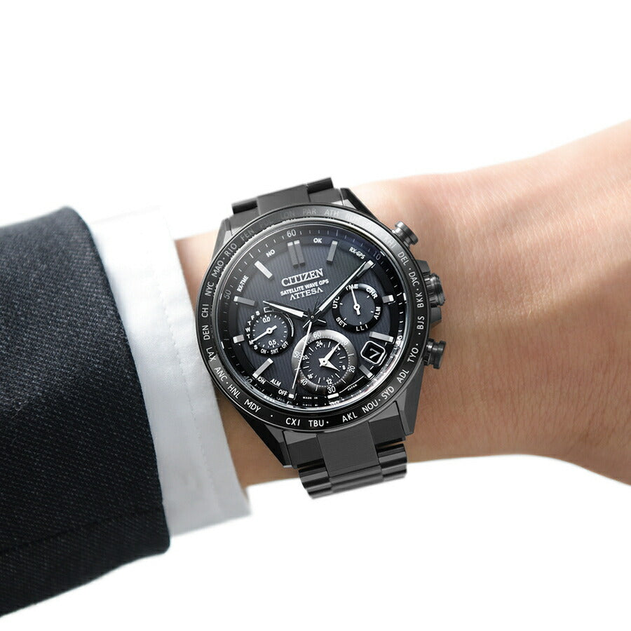 シチズン アテッサ ACT Line アクトライン ブラックチタンシリーズ CC4055-65E メンズ 腕時計 ソーラー GPS衛星電波受信 クロノグラフ サファイアベゼル