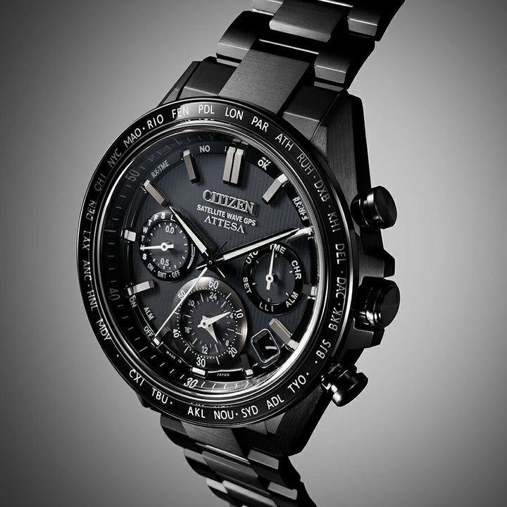 シチズン アテッサ ACT Line アクトライン ブラックチタンシリーズ CC4055-65E メンズ 腕時計 ソーラー GPS衛星電波受信 クロノグラフ サファイアベゼル