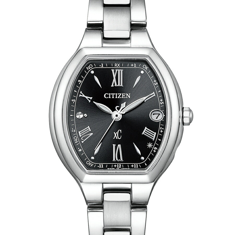 シチズン xC クロスシー basic collection ベーシックコレクション ES9360-66E レディース 腕時計 トノー ソーラー 電波 ローマフォント ブラック シルバー