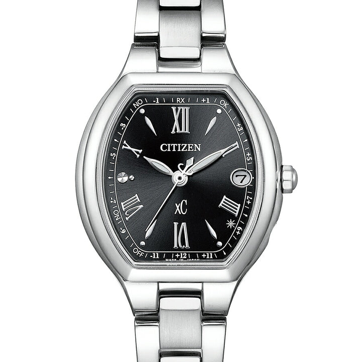 シチズン xC クロスシー basic collection ベーシックコレクション ES9360-66E レディース 腕時計 トノー ソーラー 電波 ローマフォント ブラック シルバー