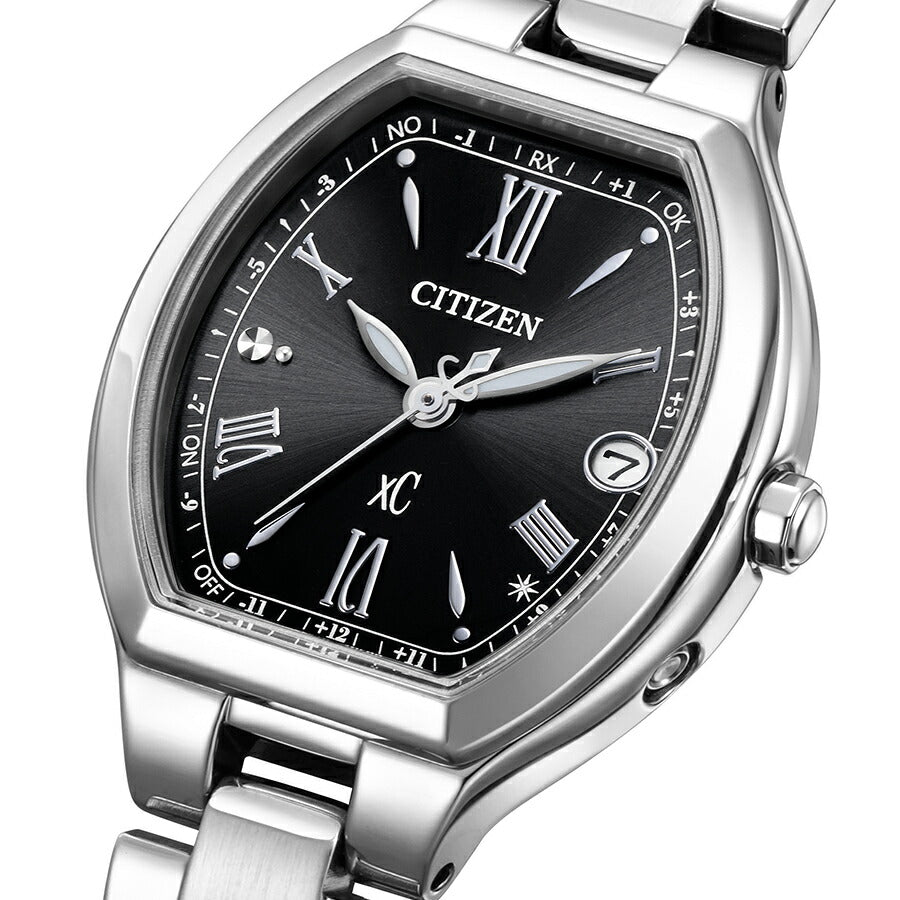 シチズン xC クロスシー basic collection ベーシックコレクション ES9360-66E レディース 腕時計 トノー ソーラー 電波 ローマフォント ブラック シルバー