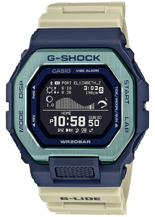 G-SHOCK G-LIDE タイムトラベル サーフィン GBX-100TT-2JF メンズ 電池式 Bluetooth デジタル スクエア