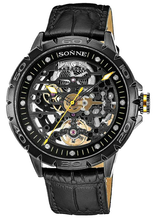 ゾンネハオリ H023シリーズ H023BK-BK メンズ 腕時計 自動巻き 革