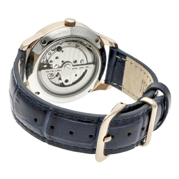 HENRY LONDON ヘンリーロンドン KNIGHTSBRIDGE ナイツブリッジ メカニカル ペアモデル HL34-AS-0458 レディース 腕時計 機械式 オープンハート 革ベルト ネイビー