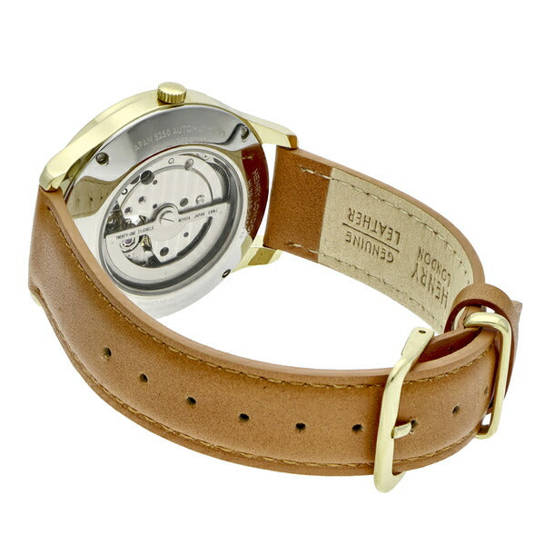 HENRY LONDON ヘンリーロンドン CHISWICK チズウィック メカニカル ペアモデル HL39-AS-0454 メンズ 腕時計 機械式 オープンハート グリーンダイヤル ブラウン 革ベルト