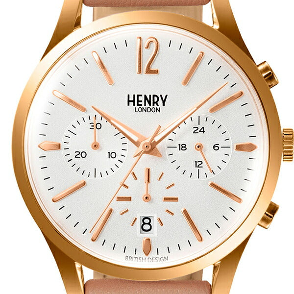 HENRY LONDON ヘンリーロンドン APPLE LEATHER Collection アップルレザーコレクション HL39-CS-0442-AL メンズ レディース 腕時計 クオーツ 電池式 ピンクべージュ 革ベルト ホワイト 替えベルト付き