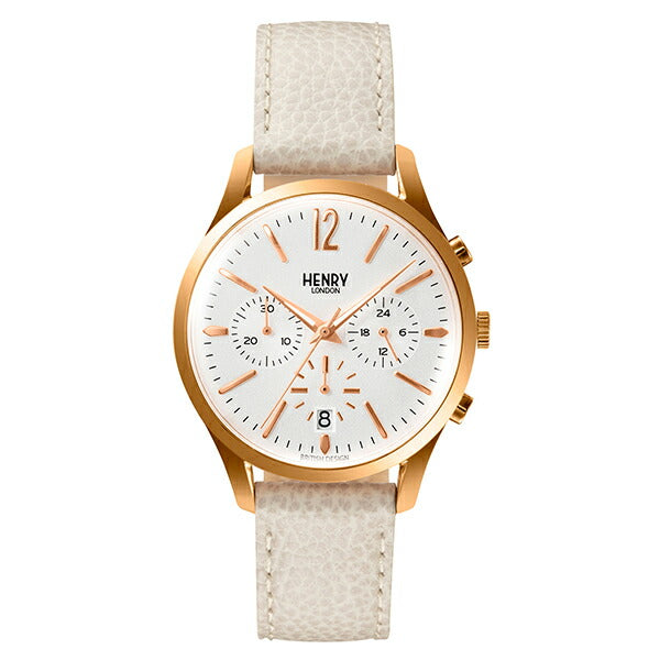 HENRY LONDON ヘンリーロンドン APPLE LEATHER Collection アップルレザーコレクション HL39-CS-0442-AL メンズ レディース 腕時計 クオーツ 電池式 ピンクべージュ 革ベルト ホワイト 替えベルト付き