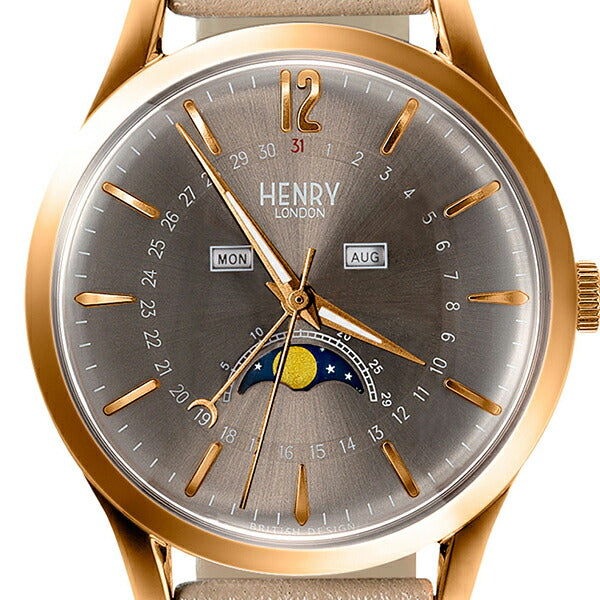 HENRY LONDON ヘンリーロンドン APPLE LEATHER Collection アップルレザーコレクション HL39-LS-0422-AL メンズ レディース 腕時計 クオーツ 電池式 グレージュ 革ベルト グレー 替えベルト付き