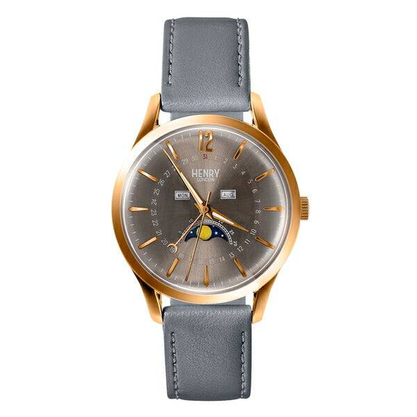 HENRY LONDON ヘンリーロンドン APPLE LEATHER Collection アップルレザーコレクション HL39-LS-0422-AL メンズ レディース 腕時計 クオーツ 電池式 グレージュ 革ベルト グレー 替えベルト付き