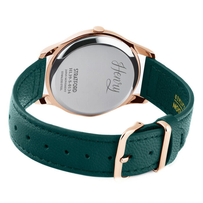 ヘンリーロンドン ストラトフォード HL39-S-0134 メンズ 腕時計 クオーツ ペアモデル 緑レザー グリーン