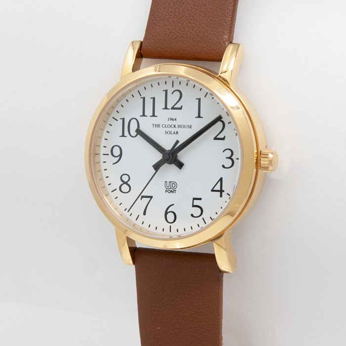 ザ・クロックハウス ユーディー LUD1001-WH2B ユニバーサルデザイン レディース 腕時計 ソーラー 茶レザー ホワイト THE CLOCK HOUSE UD