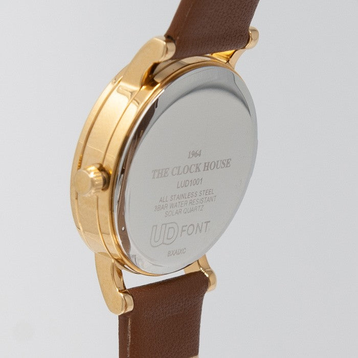 ザ・クロックハウス ユーディー LUD1001-WH2B ユニバーサルデザイン レディース 腕時計 ソーラー 茶レザー ホワイト THE CLOCK HOUSE UD