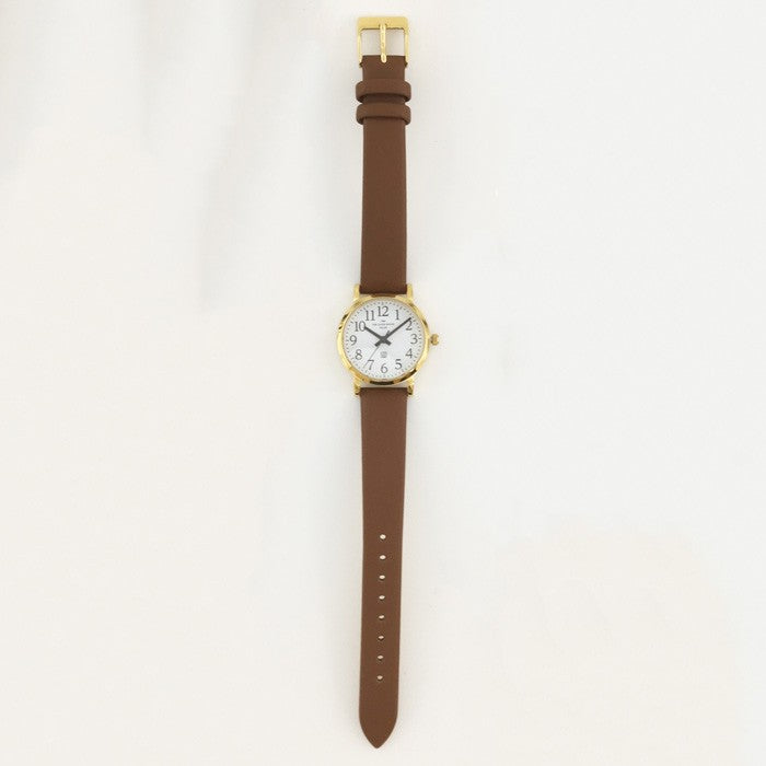 ザ・クロックハウス ユーディー LUD1001-WH2B ユニバーサルデザイン レディース 腕時計 ソーラー 茶レザー ホワイト THE CLOCK HOUSE UD