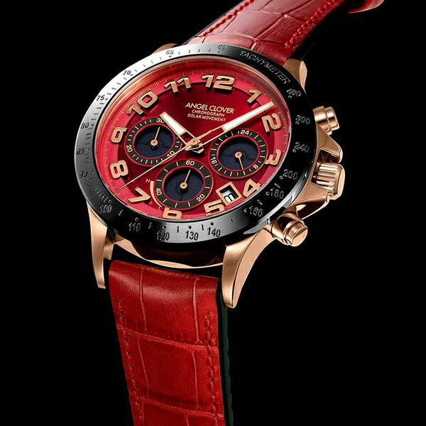 エンジェルクローバー LUCE SOLAR ルーチェ ソーラー LUS44PRE-RE メンズ 腕時計 革ベルト セラミックベゼル レッド 雑誌掲載