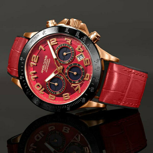 エンジェルクローバー LUCE SOLAR ルーチェ ソーラー LUS44PRE-RE メンズ 腕時計 革ベルト セラミックベゼル レッド 雑誌掲載