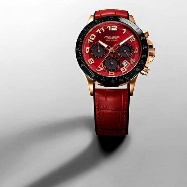エンジェルクローバー LUCE SOLAR ルーチェ ソーラー LUS44PRE-RE メンズ 腕時計 革ベルト セラミックベゼル レッド 雑誌掲載