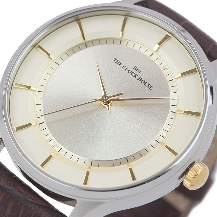 ザ・クロックハウス MBF5001-CH1B ビジネスフォーマル メンズ 腕時計 クオーツ 茶レザー ホワイト THE CLOCK HOUSE