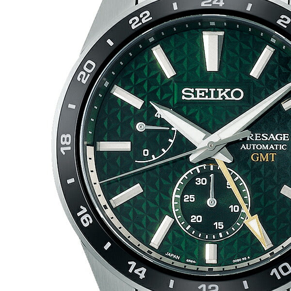 セイコー プレザージュ シャープエッジドシリーズ GMT SARF003 メンズ 腕時計 メカニカル 麻の葉文様ダイヤル グリーン【コアショップ専売】