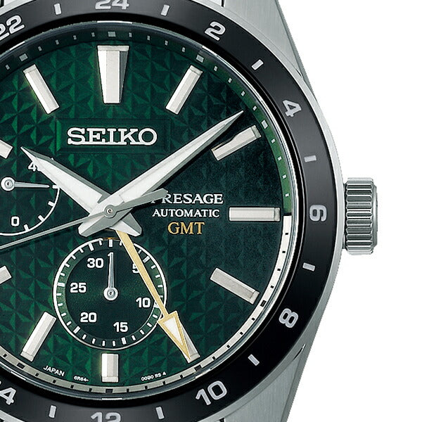 セイコー プレザージュ シャープエッジドシリーズ GMT SARF003 メンズ 腕時計 メカニカル 麻の葉文様ダイヤル グリーン【コアショップ専売】