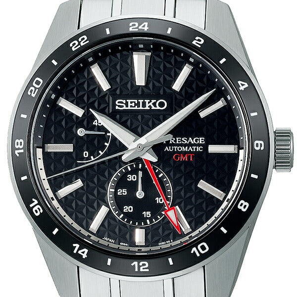 セイコー プレザージュ シャープエッジドシリーズ GMT SARF005 メンズ 腕時計 メカニカル 麻の葉文様ダイヤル ブラック【コアショップ専売】 FINEBOYS+時計vol.20 雑誌掲載