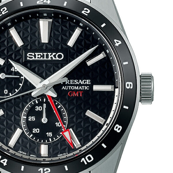 セイコー プレザージュ シャープエッジドシリーズ GMT SARF005 メンズ 腕時計 メカニカル 麻の葉文様ダイヤル ブラック【コアショップ専売】 FINEBOYS+時計vol.20 雑誌掲載