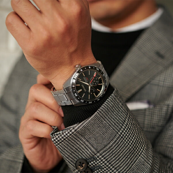 セイコー プレザージュ シャープエッジドシリーズ GMT SARF005 メンズ 腕時計 メカニカル 麻の葉文様ダイヤル ブラック【コアショップ専売】 FINEBOYS+時計vol.20 雑誌掲載