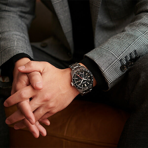 セイコー プレザージュ シャープエッジドシリーズ GMT SARF005 メンズ 腕時計 メカニカル 麻の葉文様ダイヤル ブラック【コアショップ専売】 FINEBOYS+時計vol.20 雑誌掲載