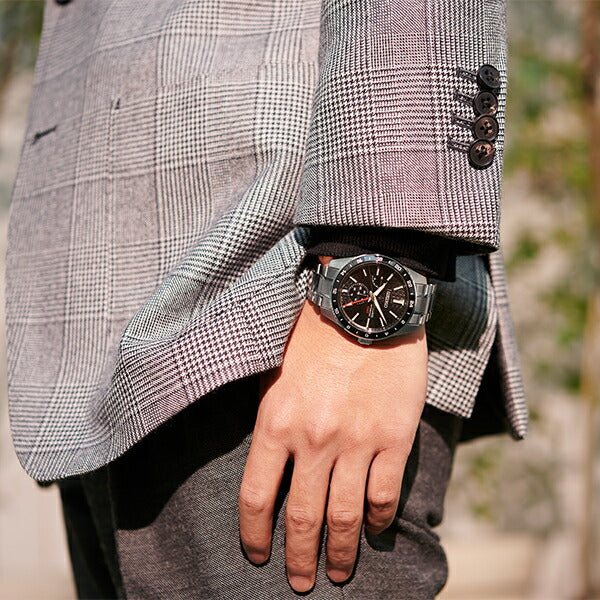 セイコー プレザージュ シャープエッジドシリーズ GMT SARF005 メンズ 腕時計 メカニカル 麻の葉文様ダイヤル ブラック【コアショップ専売】 FINEBOYS+時計vol.20 雑誌掲載