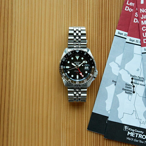 セイコー5 スポーツ SKX Sports Style GMTモデル SBSC001 メンズ 腕時計 メカニカル 自動巻き ブラック 日本製