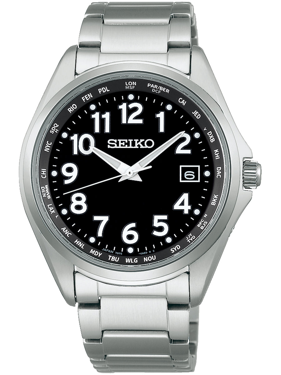 美品SEIKO ソーラー電波時計　SBTM329 付属品完備 セイコー セレクション メンズ ソーラー電波 ワールドタイム SBTM329