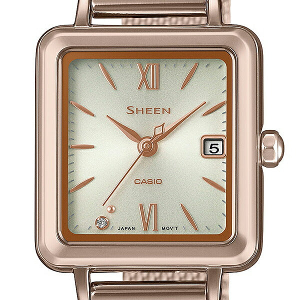 カシオ シーン ソーラーサファイアモデル スクエアフェイス SHS-D400CGM-4AJF レディース 腕時計 ソーラー メッシュバンド ピーチゴールド