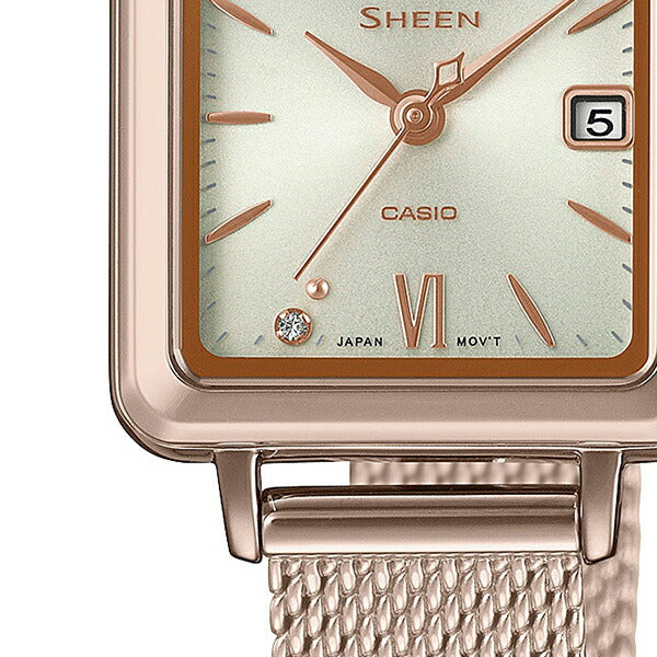 カシオ シーン ソーラーサファイアモデル スクエアフェイス SHS-D400CGM-4AJF レディース 腕時計 ソーラー メッシュバンド ピーチゴールド