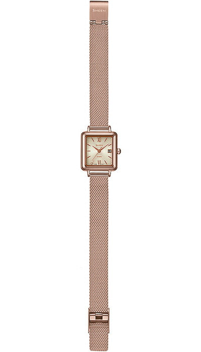 カシオ シーン ソーラーサファイアモデル スクエアフェイス SHS-D400CGM-4AJF レディース 腕時計 ソーラー メッシュバンド ピーチゴールド