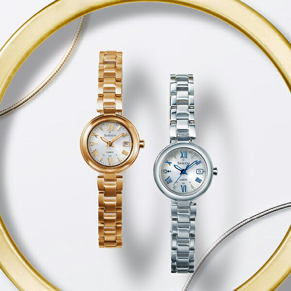 カシオ シーン チタンモデル SHW-7100TG-7AJF レディース 腕時計 電波ソーラー メタルバンド ライトイエローゴールド