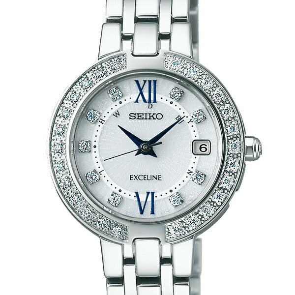 セイコー ドルチェ&エクセリーヌ Exceline Ladies ソーラー電波 SWCW083 レディース 腕時計 ホワイトダイヤル ダイヤ入り