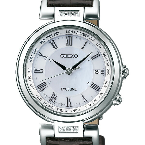 セイコー ドルチェ&エクセリーヌ ペア ソーラー電波 SWCW109 レディース クロコダイル 革ベルト ホワイト