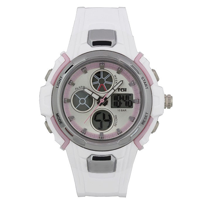 TCHP1001-WHPK02 子供用 キッズ プチシリーズ アナデジ 防水 女の子 白×桃色 ガールズ