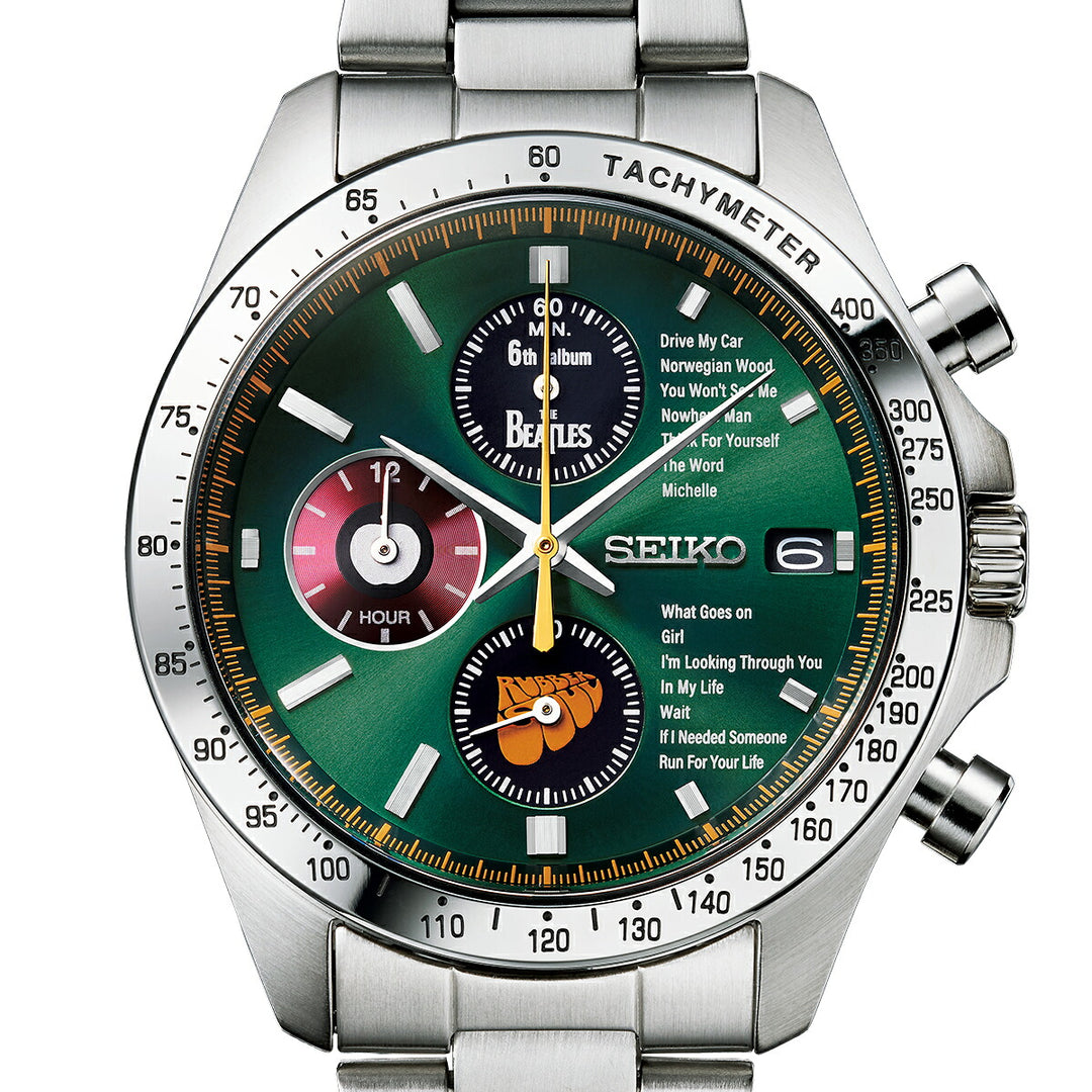 ビートルズ ラバー・ソウル 60周年記念 オフィシャルウオッチ 51562 メンズ クオーツ 電池式 クロノグラフ グリーンダイヤル
