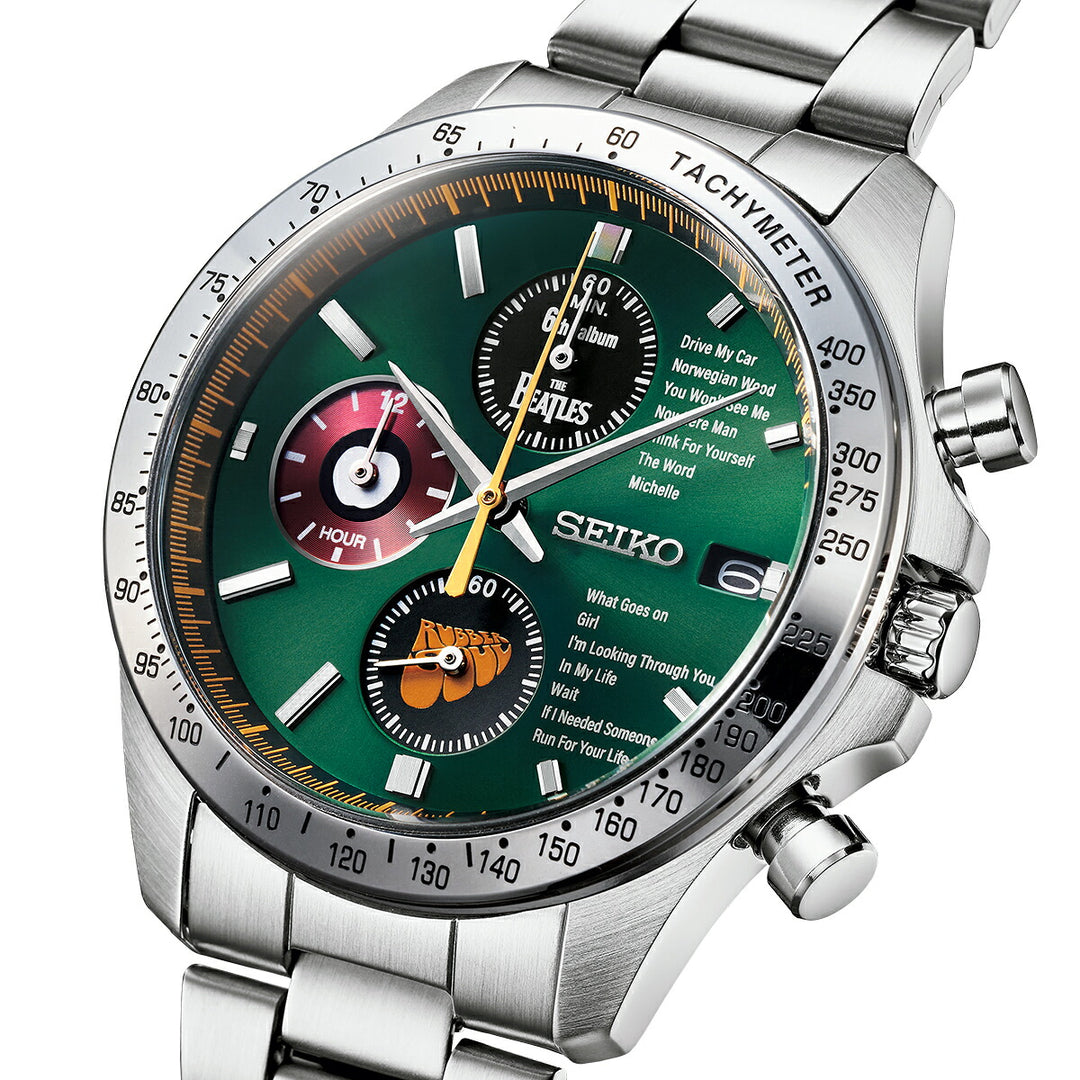 ビートルズ ラバー・ソウル 60周年記念 オフィシャルウオッチ 51562 メンズ クオーツ 電池式 クロノグラフ グリーンダイヤル