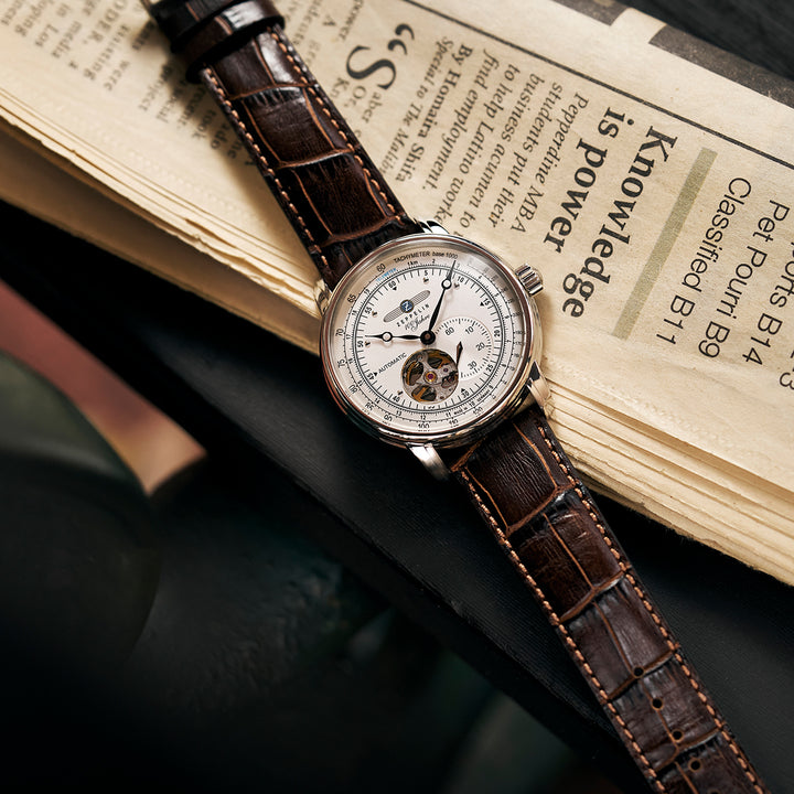 ツェッペリン LZ1 100周年記念 7662-1 メンズ 腕時計 自動巻 オートマティック 革ベルト オープンハート