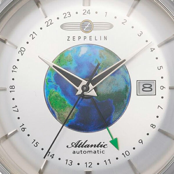 ツェッペリン ATLANTIC アトランティック GMT 8468-1 メンズ 腕時計 自動巻き 機械式 革ベルト ブループラネット 地球
