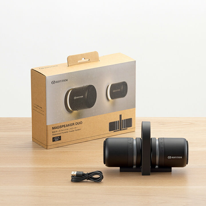 リズム ポータブル スピーカー Bluetooth 高音質 防水 IP67 LED ナイトライト ブラック MAGSPEAKER DUO 9YYA30RH02
