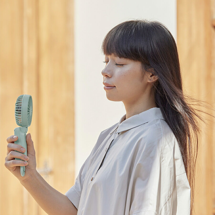 リズム ハンディファン 扇風機 大風量 3way カラビナ付き ミズイロ 静音 卓上 小型 Silky Wind Mobile 3.2 9ZF040RH04
