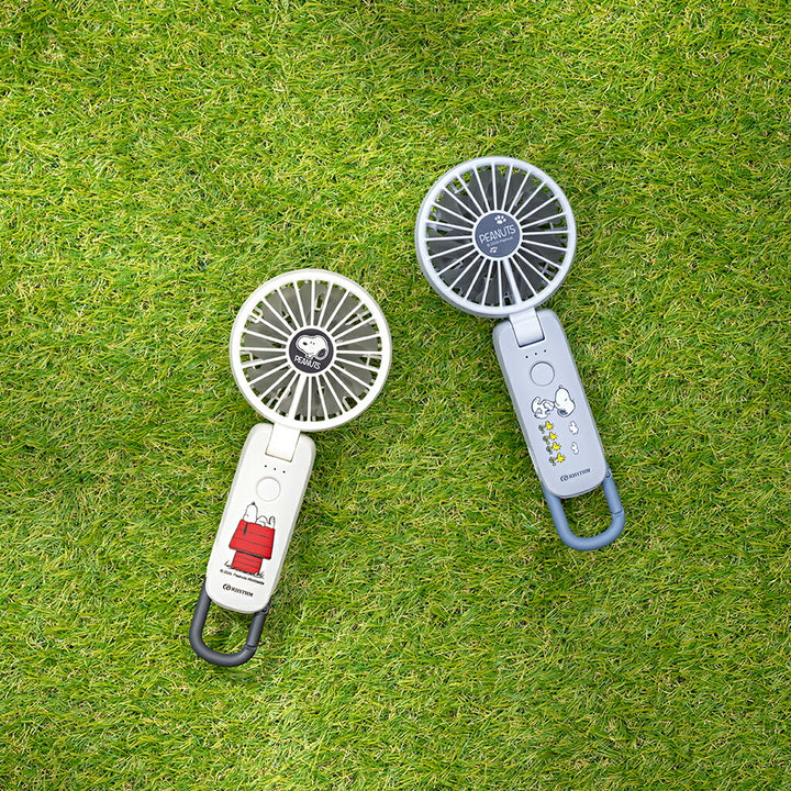 リズム ハンディファン スヌーピー 扇風機 大風量 3way カラビナ付き ブルー 静音 卓上 小型 Silky Wind Mobile 4 9ZF042MS04