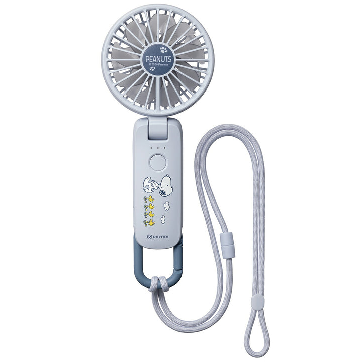 リズム ハンディファン スヌーピー 扇風機 大風量 3way カラビナ付き ブルー 静音 卓上 小型 Silky Wind Mobile 4 9ZF042MS04