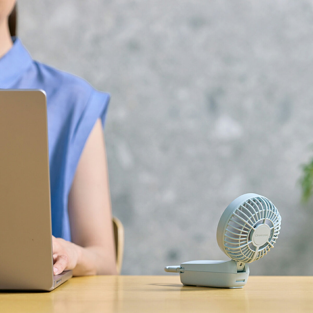 リズム ハンディファン 扇風機 大風量 3way カラビナ付き ブルー 静音 卓上 小型 Silky Wind Mobile 4 9ZF042RH04