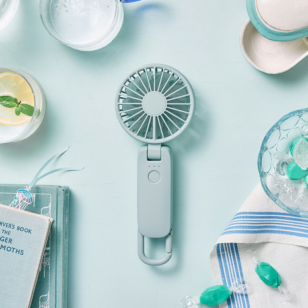 リズム ハンディファン 扇風機 大風量 3way カラビナ付き ブルー 静音 卓上 小型 Silky Wind Mobile 4 9ZF042RH04