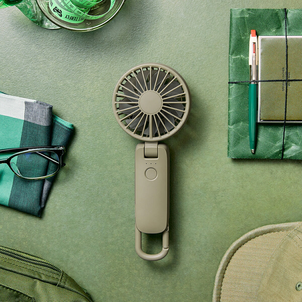 リズム ハンディファン 扇風機 大風量 3way カラビナ付き グリーン 静音 卓上 小型 Silky Wind Mobile 4 9ZF042RH05